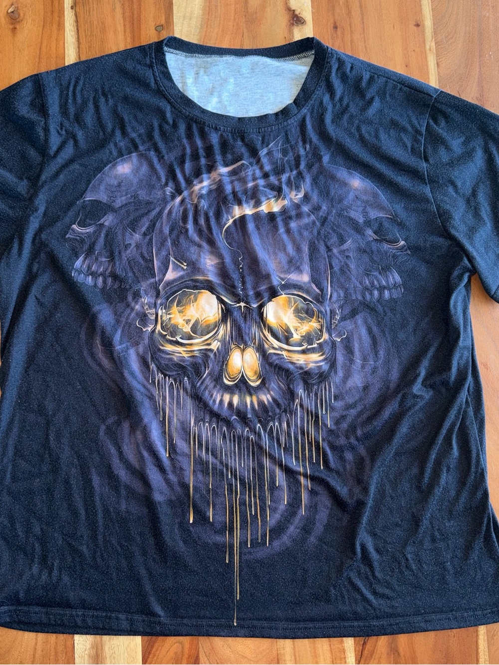 Black Skull Graphic Tee - Men's Dark Skull Print Shirt #008